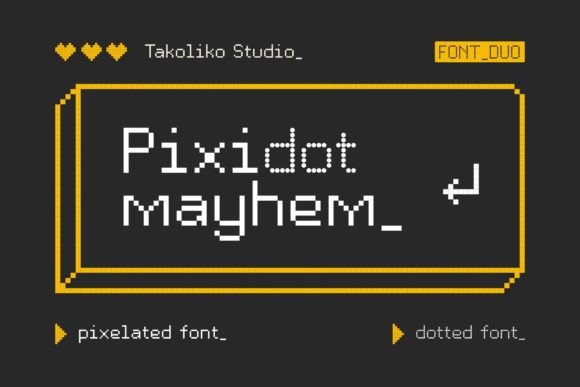 Pixidot Mayhem: A Retro Display Font for Modern Brands